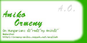 aniko ormeny business card